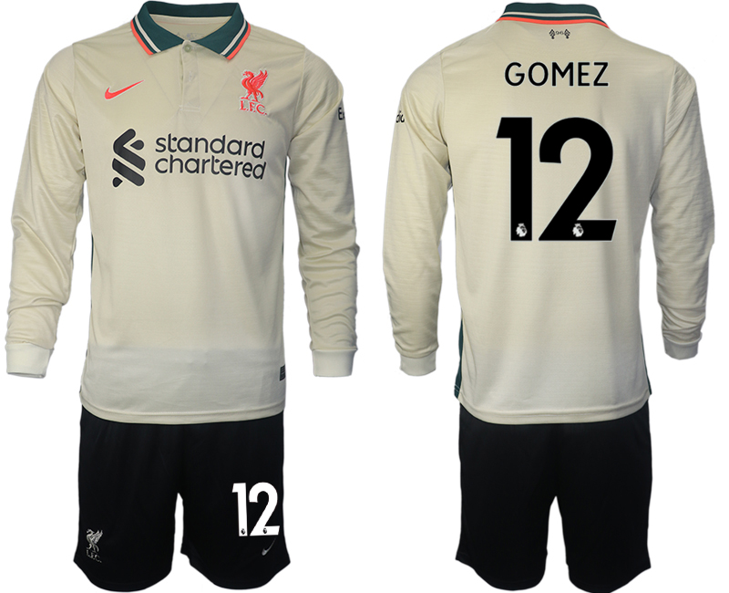 Men 2021-2022 Club Liverpool away cream Long Sleeve #12 Soccer Jersey